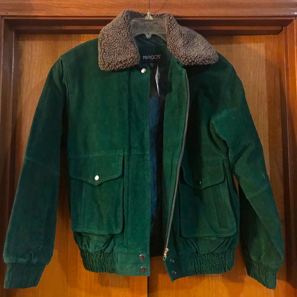 Vintage green suede jacket - small